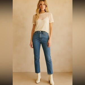 Miou muse cream tank under mesh top
Size small